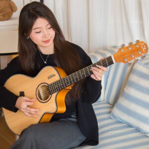Natural Spruce Top Acoustic Folk Guitar