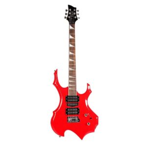 Aggressive Red Electric Heavy Metal Guitar